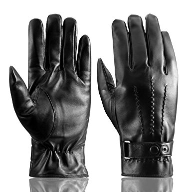 Men's Genuine Leather Gloves Touchcreen Winter Warm Driving Soft Cashmere Lining Gloves