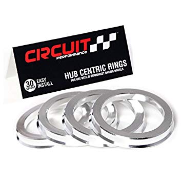 73.1mm OD to 67.1mm ID Circuit Performance Silver Aluminum Hub Centric Rings