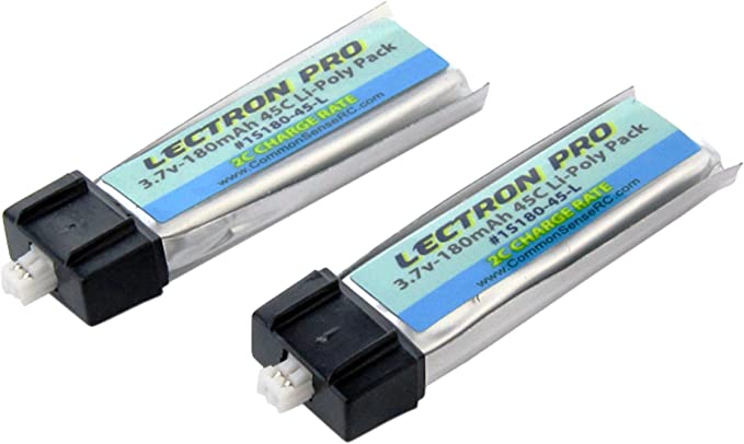 Latest Lectron 2 packs of 180mAh 1S 3.7V 45C LiPo Battery for BLADE NCPX NANO QX, mCX, mSR, mSR X, UMX AS3xtra, Duet, ULTRA MICRO P-51D Mustang