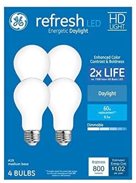 GE Refresh 60-Watt EQ A19 Daylight Dimmable LED Light Bulb (4-Pack)