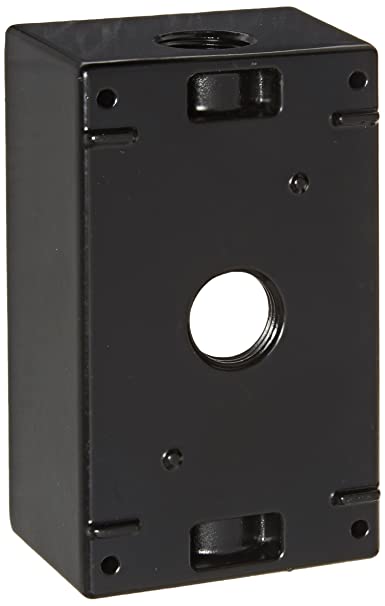 RAB Lighting B3B Weatherproof Single Gang Rectangular Box with 3 Holes, Aluminum, 1/2" Tap Size, 2-3/4" Length x 2" Width x 4-3/4" Height, Black