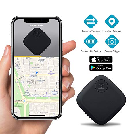 Key Finder Smart Tracker - Key Finder Locator for Phone Wallet Backpack Luggage - Bluetooth GPS Tracker Device with App for iPhone Android - Replaceable Battery Anti-Lost Item Finder (Black)