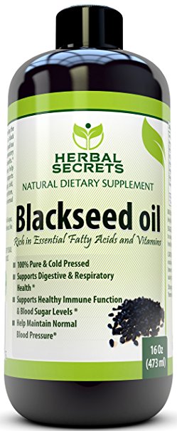 Herbal Secrets - 100% Pure and Cold Pressed Blackseed Oil, 16 Fl Oz