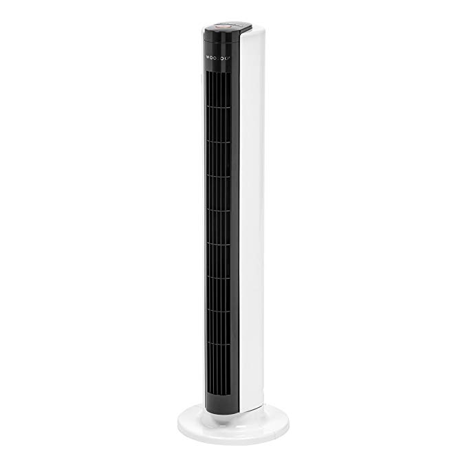 IRIS USA, Inc. Woozoo TWF-C81 Remote Controlled Oscillating Tower Fan, 31.5 Inch, White/Black
