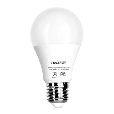 Tenergy LED Light Bulb, 9 watts Equivalent A19 E26 Medium Standard Base, 5000K Daylight White Energy Saving Light Bulbs for Office/Home (Pack of 192)