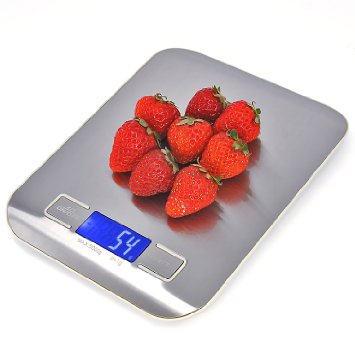 Doxgo Digital Kitchen Food Scale 11lb/5kg with g/oz/lb/ml Switchable, Stainless Steel and Backlit LCD Display