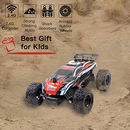 MANZOKU Remote Control Car, Electric RC Car Vehicle, High-Speed Telecar Sport Racing Hobby Grade Licensed Model Car 1:24 Scale for Kids Adults, Birthday Gift Kid Toys for Boys Girls (Red)