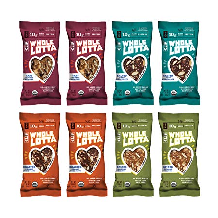 Clif Whole Lotta - Variety Pack - Organic Protein Bars, Fruit & Nut & Seed Bars - Gluten Free & Vegan Snacks (1.98 oz Protein Bars, 8Count)