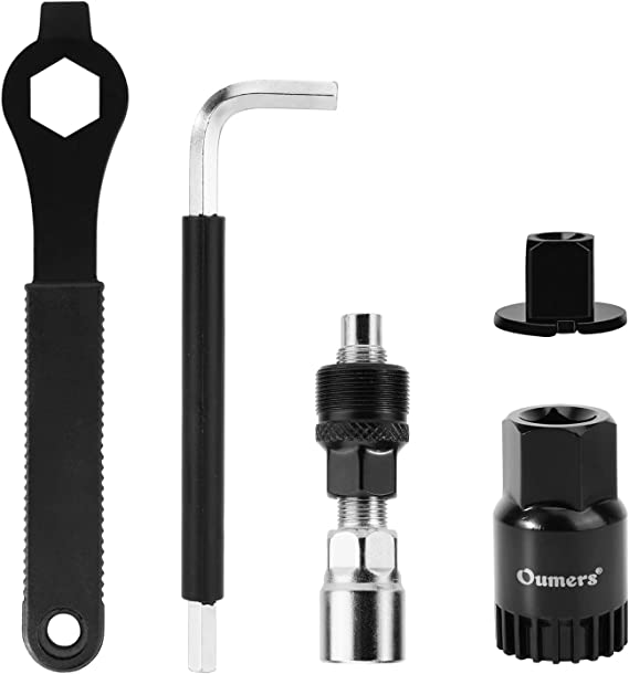 Oumers Bike Crank Puller Bike Crank Arm Remover   Bottom Bracket Remover   Allen Key Wrench  Square Head   Auxiliary Wrench, Necessary Bicycle Crank Extractor Tool Crankset Arm Remover Repair Tool Set