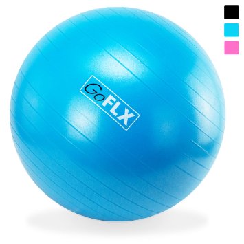 Exercise Ball, GoFLX® 55cm / 65cm / 75cm Yoga Birthing Stability Swiss Ball with Pump - 200kg (440lbs) Weight Capacity