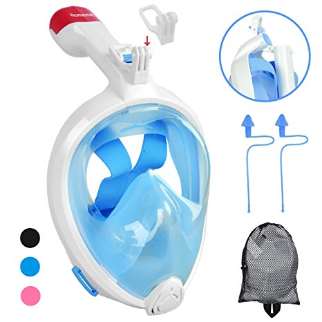 Homeme Snorkeling Mask 2018 Newest 180 Degree Full Face Snorkel Mask - Foldable and Easy Breath Suitable Adult and Youth No Choking Water