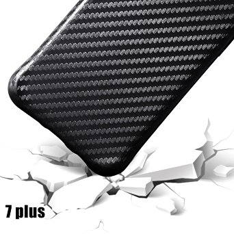 iPhone 7 plus Case, NeWisdom Shock Proof Premium Business Style Soft Carbon Fiber Rubberized Cover Case for Apple iPhone7 plus 7 pro - Black