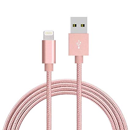 Newyht Cable Nylon Braided 6FT Charging Cable Extra Long USB Sync Cord for Phone Xs/XS Max/XR/X / 8/8 Plus / 7/7 Plus / 6/6 Plus / 5 / 5S (Pink)