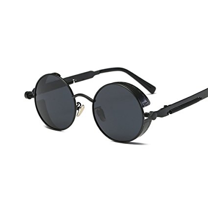 VeBrellen Gothic Hippie Retro Round Circle Frame Cyber Polarized Steampunk Sunglasses