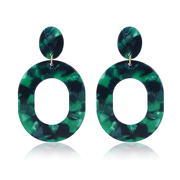YAHPERN Acrylic Earrings for Women Girls Statement Geometric Earrings Resin Acetate Drop Dangle Earrings Mottled Hoop Earrings Fashion Jewelry