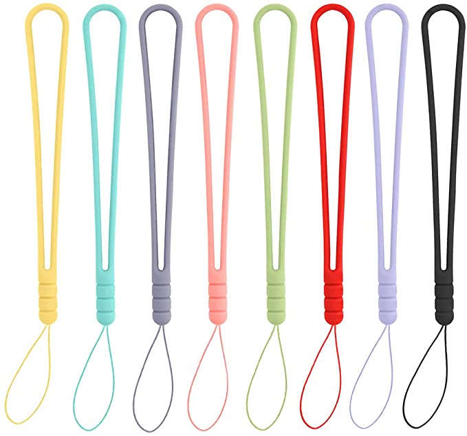 Short Wrist Straps Hand Lanyards Pluxen Liquid Silicone Rubber Charms for Phone Camera USB Thumb Drives Keys Badges and Other Small Portable Items Assorted Colors 8pcs
