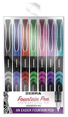 ZEBRA PEN Pen Fountain Pen, Black, Blue, Red, green, Purple, TURQUOISE, Pink, 7-Count (48307)