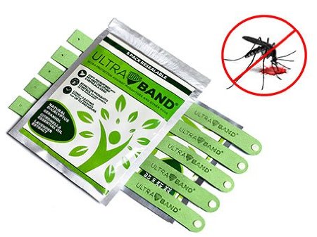 Ultra Band - All Natural Mosquito Repellent Bracelets - 5 Pack - Efficient Against Mosquito and other 150 Bugs(Green)
