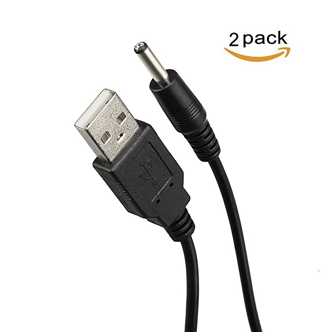 TENINYU USB 2.0 A Male to DC 3.5x1.35 mm 5 Volt DC Barrel Jack Power Cable 4FT, Black (Max 2.5 Ampere Power Cable, Center PIN Positive)