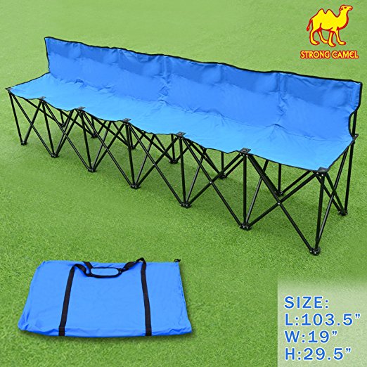 Strong Camel Portable 6 Seater Team Sports Sideline Bench Sits Outdoor Waterproof Folding Foldable