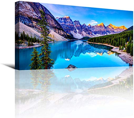 Wall Art Lake Mountain Landscape Picture Print Canvas Wall Art Modern Giclee Artwork Home Decor Stretched and Framed Ready to Hang,2cm Thick Frame, Waterproof Artwork