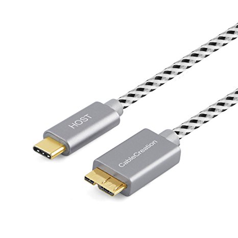 USB C to USB 3.1 Micro-B (Gen 2/10G), CableCreation 3.3ft Braided Micro USB 3.1 Type C Cable for Apple Macbook (Pro), Chromebook Pixel, HDD External Hard Driver & Phones, 1M /Gray