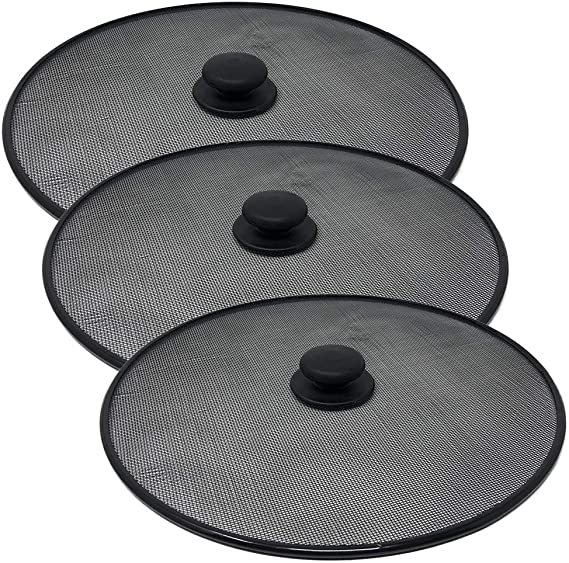 Space Home - Set of 3 Fine Mesh Splatter Screen - Steel Splatter Screen Splash - A Perfect Grease Guard That Fits Any Pot or Pan and Stops the Splatter - 3 Measures