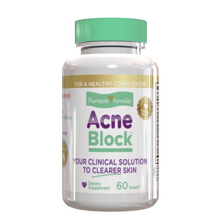 Pharmacist Formulas Acne Block, Your Clinical Solution To Clearer Skin, Clinically Proven Acne Pills to Defend Against Pimples, Blackheads and Zits, 90 V-Caps
