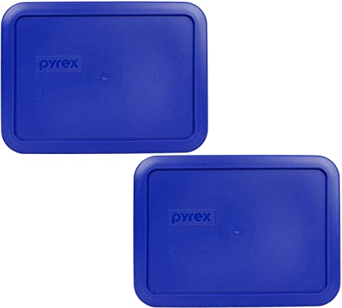 Pyrex 7210-PC Rectangle 3 Cup Storage Lid for Glass Dish (2, Cobalt Blue)