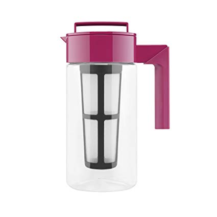 Takeya Iced Tea Maker with Patented Flash Chill Technology Made in USA, 1 Quart, Raspberry