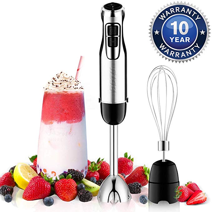 BSTY 2-in-1 Hand Blenders Set 15-Speeds Powerful Immersion Blender with 500-Watt Motor and Turbo Boost Button for Maximum Power, Hand Held Blenders