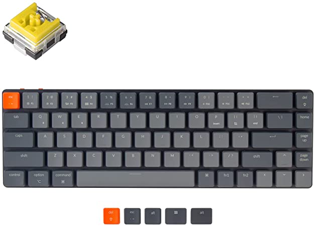 Keychron K7 65% Layout Hot-swappable Ultra-Slim Wireless Bluetooth/Wired USB Mechanical Keyboard with Low-Profile Keychron Optical Banana Switch/White LED Backlit/68-Key Game Keyboard for Mac Windows