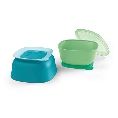 NUK Suction Bowl and Lid, Assorted Colors, 2 Pack, 6  Months