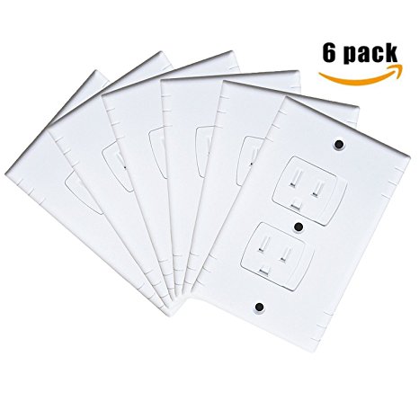 Universal Self-Closing Electrical Outlet Covers ,Extra Safe Retardant Child Safety Guards Socket Plugs Protector, BPA Free, Hardware Included, (6 Pack)