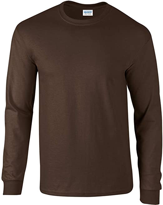 Gildan Mens Plain Crew Neck Ultra Cotton Long Sleeve T-Shirt