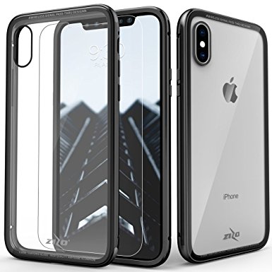 iPhone X Case - Zizo [ATOM Series] w/ [iPhone X Screen Protector] Airframe Grade Aluminum w/ Glass Backing [Military Grade Drop Tested]