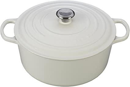 Le Creuset LS2501-3016SS Signature Enameled Cast-Iron Round French (Dutch) Oven, 9-Quart, White