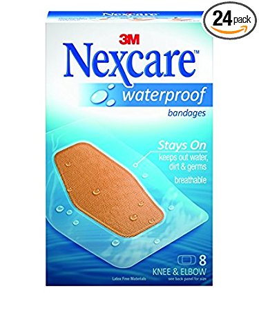 Nexcare Waterproof Clear Bandages for Knee and Elbow, 192 total bandages (24 packs of 8)