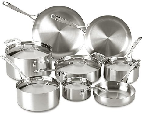 Lagostina Q555SD Axia Tri-Ply Stainless Steel Dishwasher Safe Cookware Set Silver