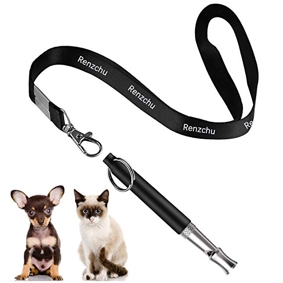 Renzchu Dog Whistle to Stop Barking - Dog Training Adjustable Pitch Ultrasonic Bark Control Tool - with Free Premium Quality Lanyard Strap