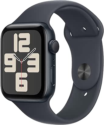 Apple Watch SE (2. Generation) GPS 44 mm Smartwatch mit Aluminiumgehäuse in Mitternacht und Sportarmband in Mitternacht (S/M). Fitness und Schlaftracker, Unfallerkennung, Herzfrequenzmesser