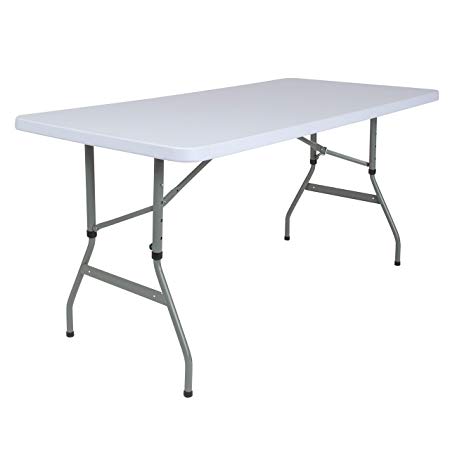 Flash Furniture 30''W x 60''L Height Adjustable Granite White Plastic Folding Table