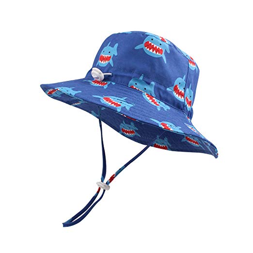 BAVST Baby Sun Hat Boys Bucket Hat Toddler Floppy Hat UPF 50  Wide Brim Chin Strap Summer Play Cap for 6M-6T