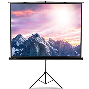 VonHaus 100" Inch Portable Projector Screen with Stand, 4:3 Aspect Ratio, 1.1 Screen Gain Rating Free Standing Indoor and Outdoor Home Theater 4K HD