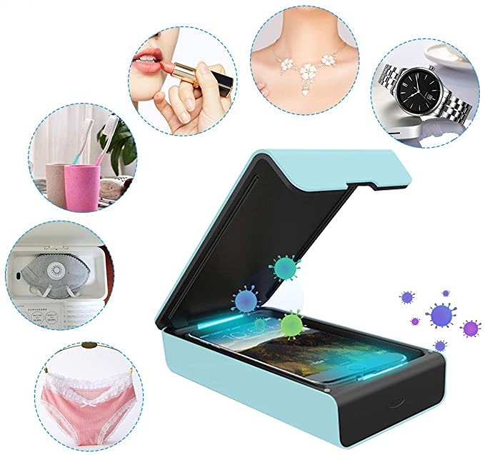 UV Cell Phone Sanitizer, Portable Smart Light Smart Phone Sterilizer, Aromatherapy Function Disinfector,Phone Toothbrush Jewelry Cleaner Case with USB Charginge