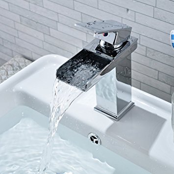 Bathroom Basin Mixer Taps, LESHP Chrome Waterfall Tap Mixer Monobloc Sink Faucets
