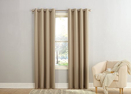 Sun Zero Barrow Energy Efficient Grommet Curtain Panel, 54 x 84 Inch, Taupe