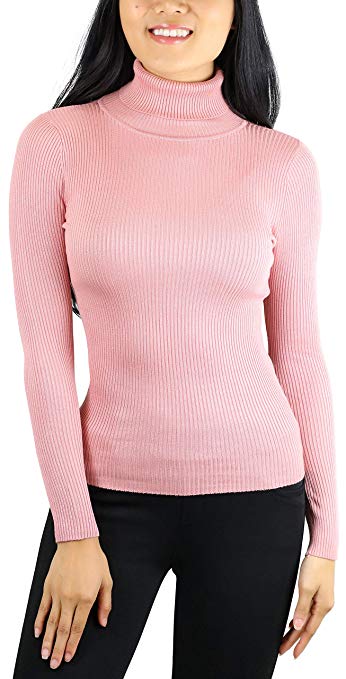 ToBeInStyle Women's Stretchy Line Design Turtleneck Sweater