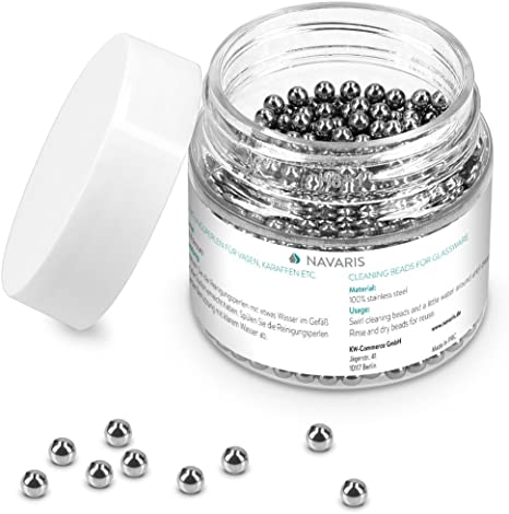 Navaris 1000 Pcs Decanter Cleaning Beads - Stainless Steel Reusable Cleaning Balls for Wine Bottles, Glass Decanters, Carafes, Narrow Spouted Vases