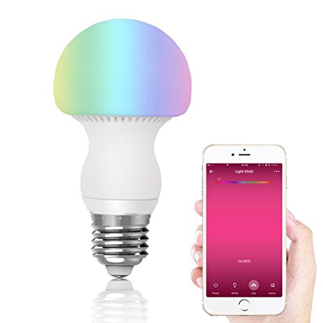 Smart LED Light Bulb, Dimmable Multicolored Color Changing Night Light for Party, Disco, Dinner or Decorative Bulbs, Smartphone Controlled via APP (6W)